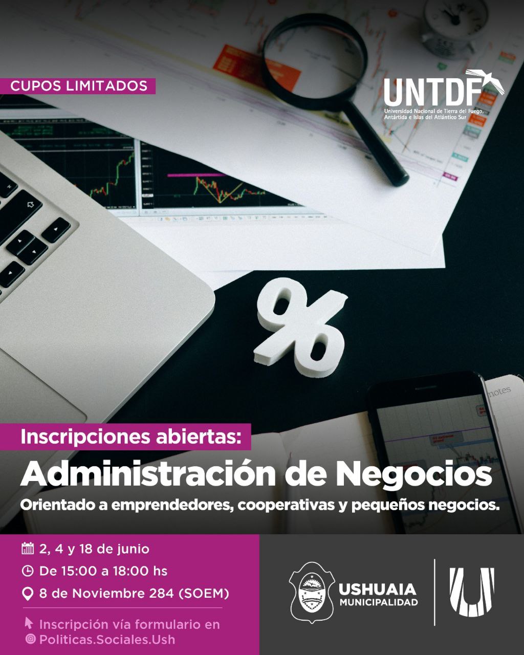 En Ushuaia, realizarán una capacitación en administración de negocios para emprendedores y cooperativas