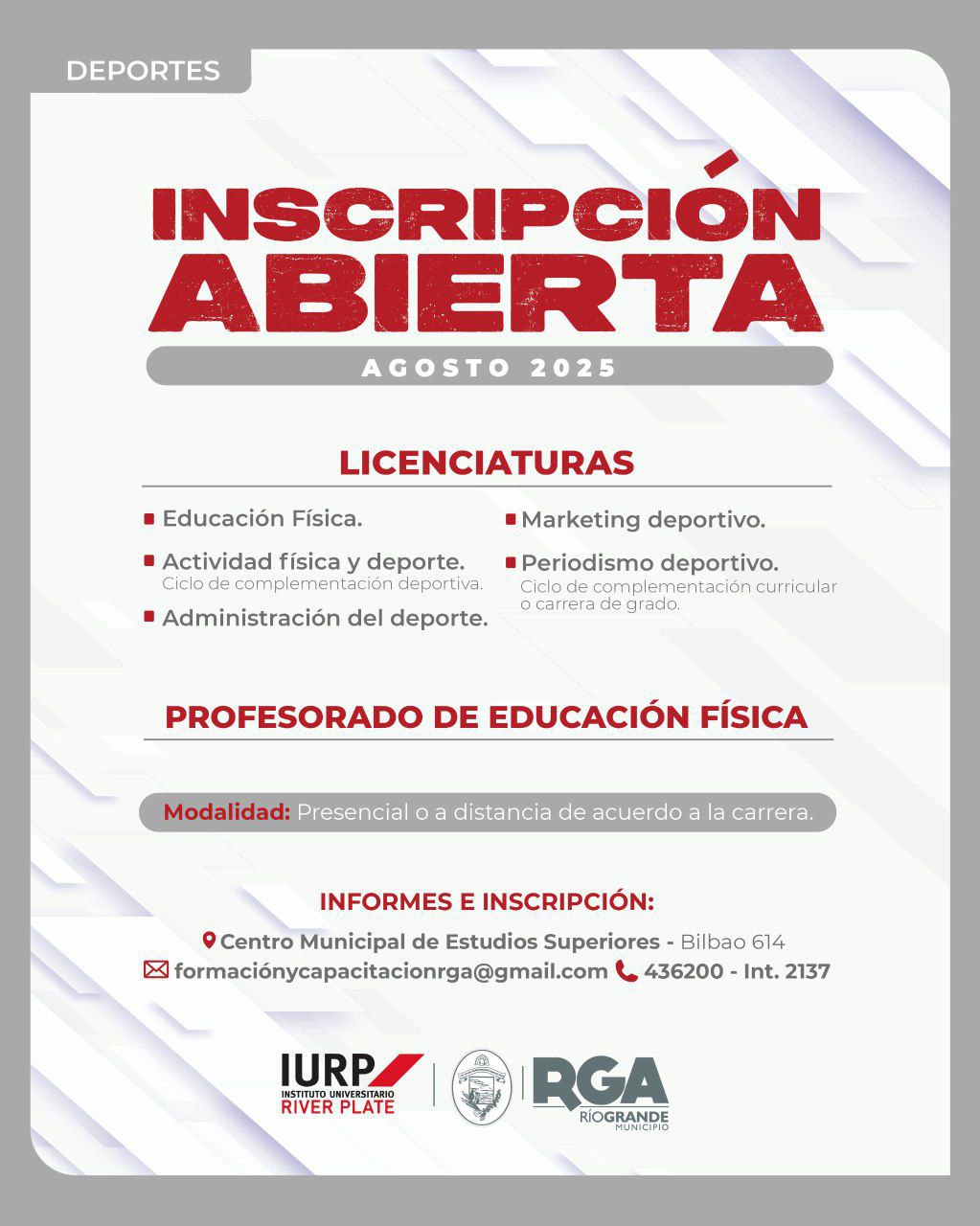 Siguen abiertas las inscripciones para el profesorado de educación física y las nuevas carreras de IUPR